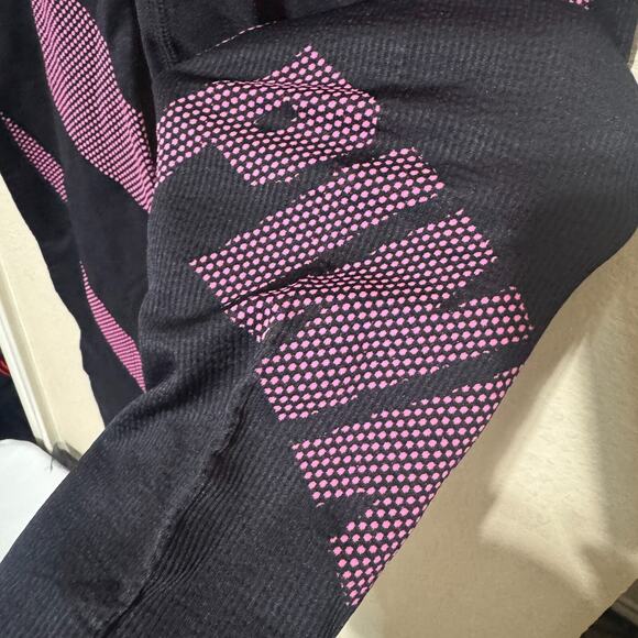 Victoria's Secret Pink Active Leggings Size L compression Black yoga Spell Out - Picture 3 of 7